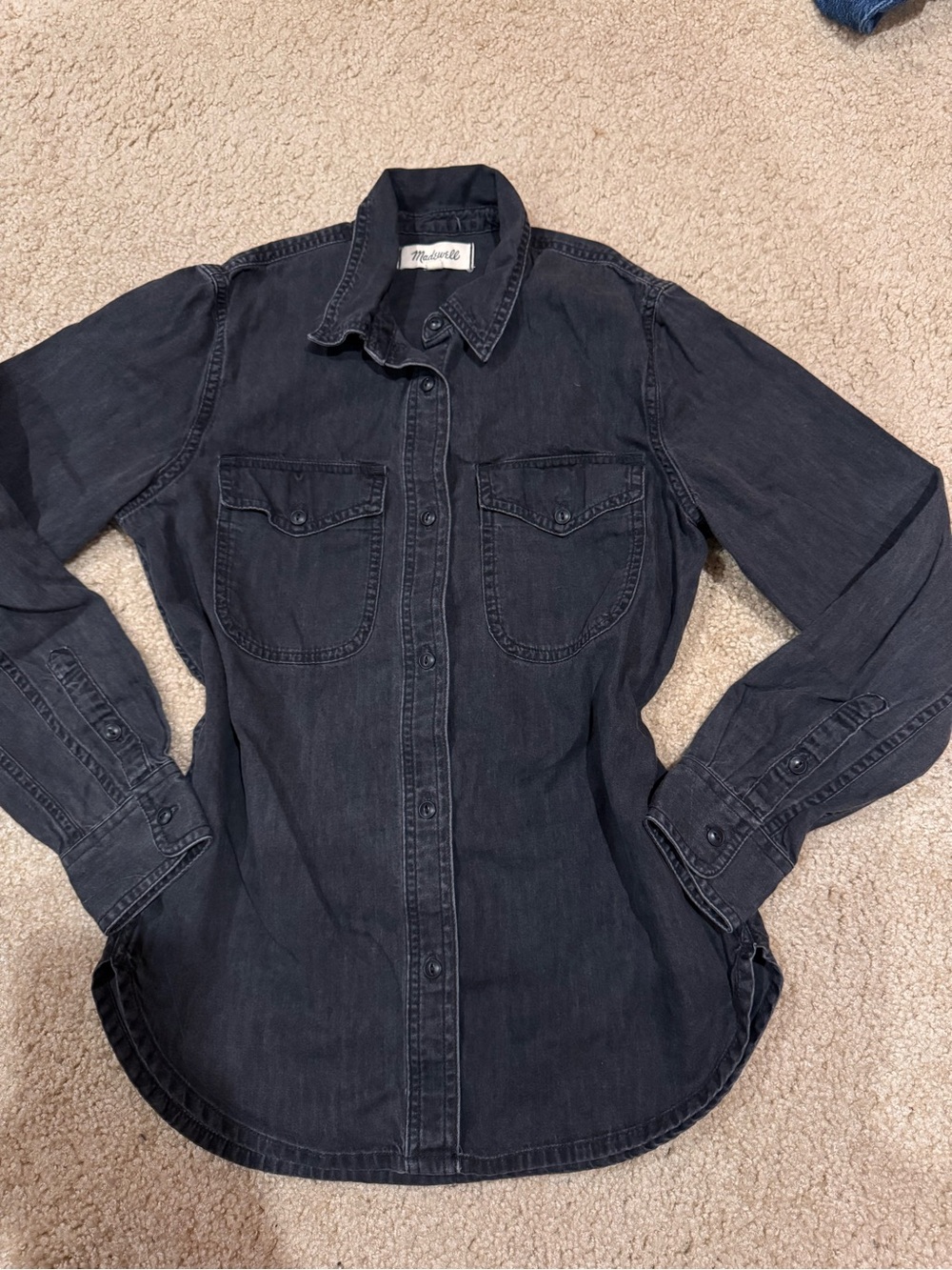 Madewell Washed Charcoal Denim Button-Up Shirt